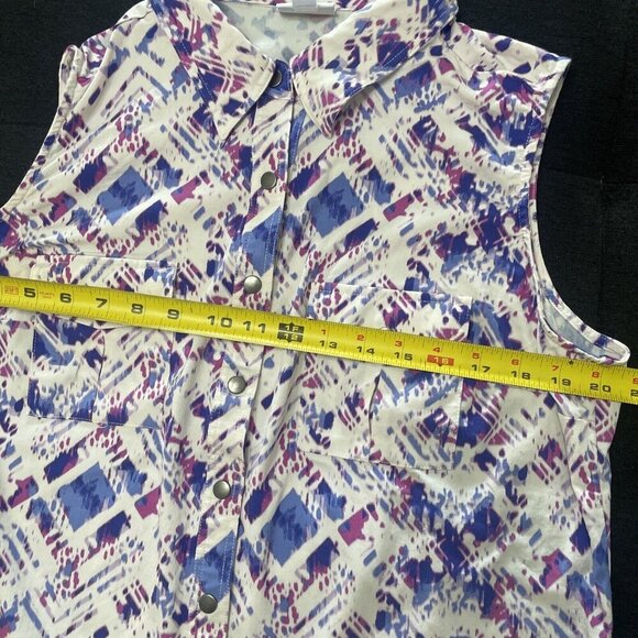 Lularoe Roxanne Snap Button Sleeveless White Aztec Camo Size Large 14/16 (B7) - Picture 8 of 9